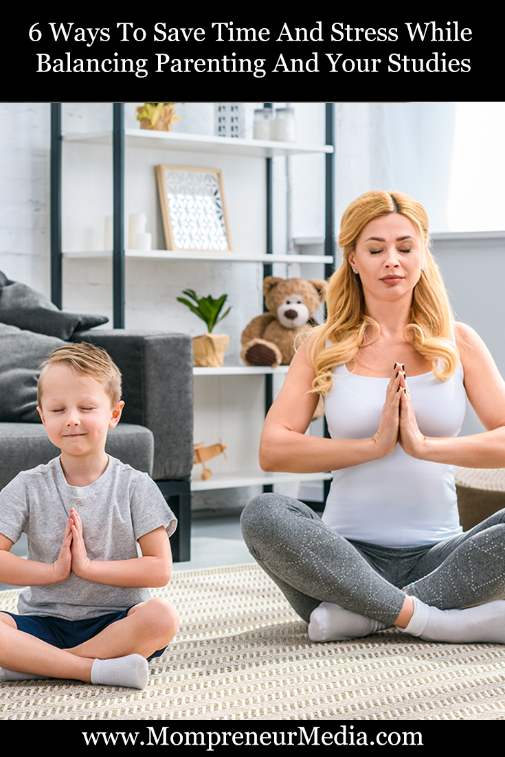 6 Ways To Save Time And Stress While Balancing Parenting And Your Studies #Parenting #StressRelief #SaveTimeReturning to school offers plenty of benefits but balancing parenting and your studies can cause a bit of stress. Here's 6 ways to help manage it.